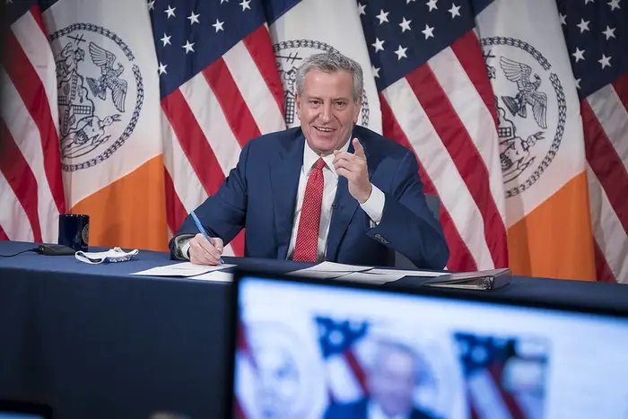 Mayor Bill de Blasio at a news conference on December 8th.